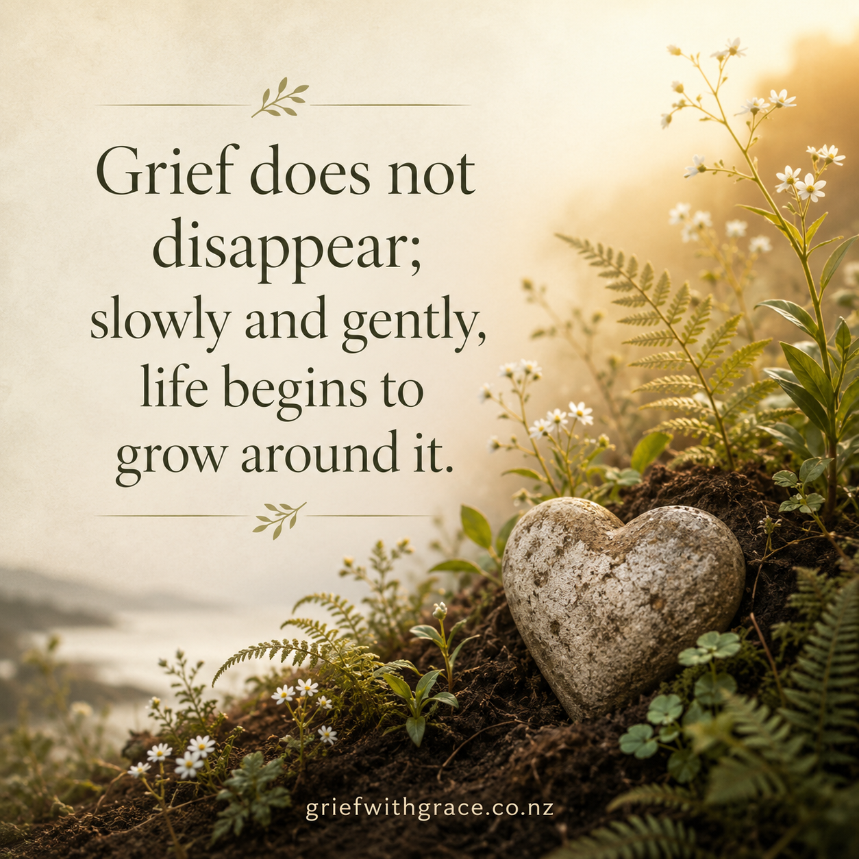 Grief does not disappear; slowly and gently, life begins to grow around it.