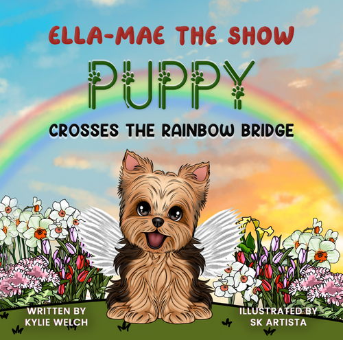 Ella-Mae the Show Puppy – book cover and back cover flat lay